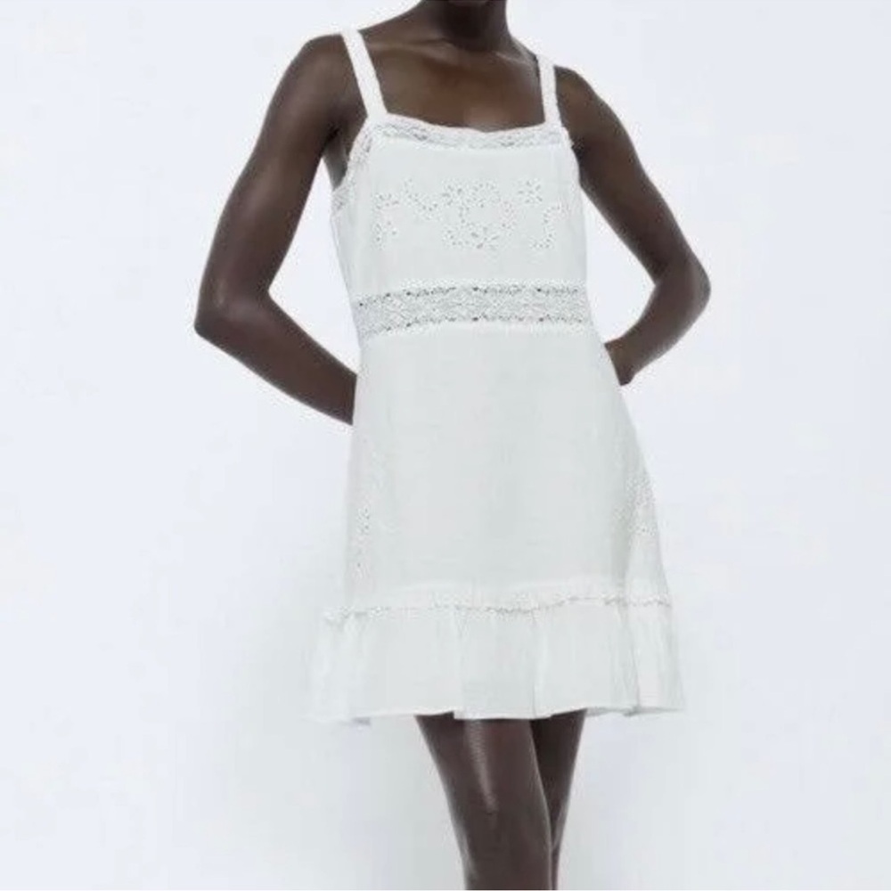 White Sleeveless Eyelet Dress